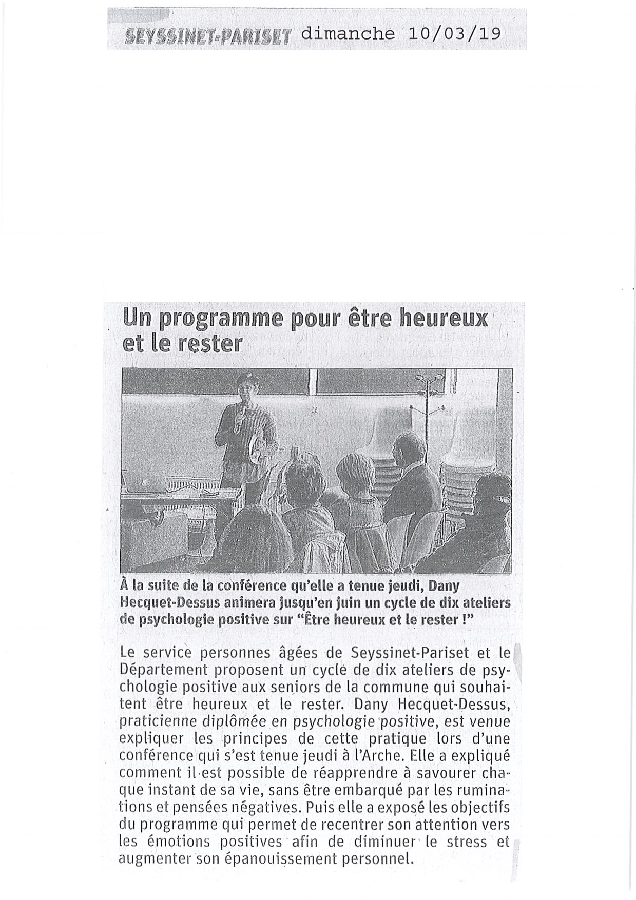 art. Dauphiné conf. Seyssinet 3-2019